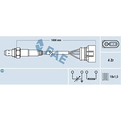 Immagine di FAE 77137 Sonda lambda davanti al catalizzatore di regolazione VOLKSWAGEN: GOLF 3, Transporter 4, Passat B3/B4 Variant