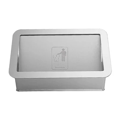 Immagine di Cestino da Banco con Coperchio 15l per Bidone della Spazzatura Incasso Pattumiera Cucina in Acciaio Inox Lembo di Bilanciamento Rifiuti Che Ruota 180,Rectangular