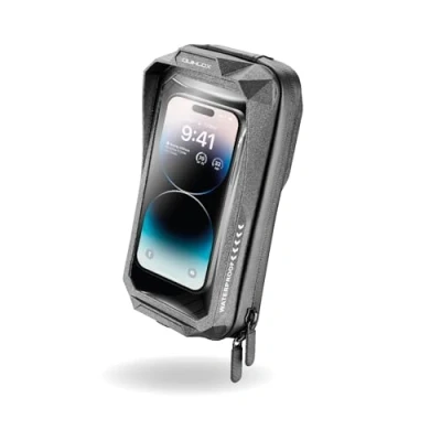 Immagine di INTERPHONE Quiklox Custodia Waterproof Universale fino 7&quot; Porta Cellulare da Moto Softcase Sistema Modulare Compatibile Attacchi
