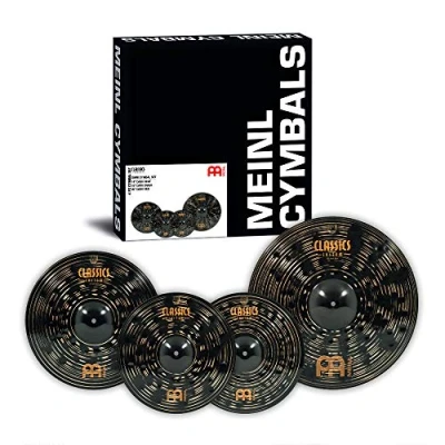 Immagine di Meinl Cymbals Classics Custom Dark Set Box Pack di Piatti con Hihat 14 pollici, Crash 16 e Piatto Ride 20 per Batteria Bronzo B12, Finitura Scura, Prodotto in Germania (CC141620)