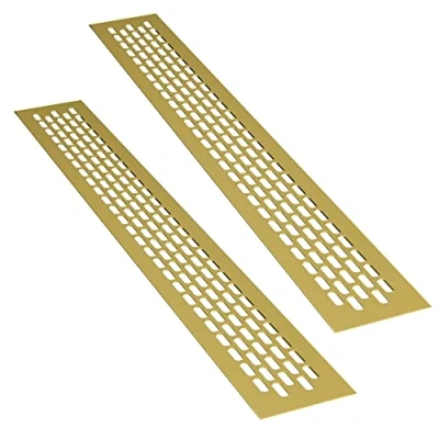 Immagine di sossai® Griglia di ventilazione in alluminio Alucratis (2 pezzo) Rettangolare dimensioni: 48 x 6 cm Colore: oro areazione