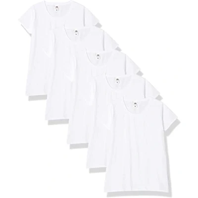 Immagine di Fruit of the Loom Valueweight 5 Pack, T Shirt Donna, Bianco (White 30), L