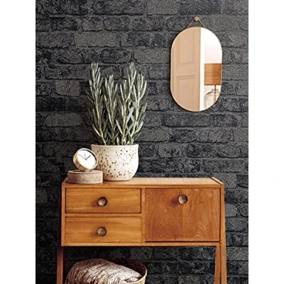Immagine di marburg carta da parati in pietra 3D nero effetto mattone rustico per camera letto soggiorno 10,05m x 0,53m 58423