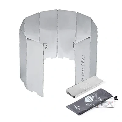 Immagine di Naturehike Parabrezza per Stufa da Campo a 10 Piastre, Bruciatore Campeggio in Alluminio con Borsa Coulisse, Leggero, Compatto, Pieghevole, Stufe