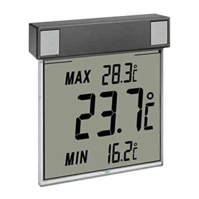Immagine di TFA Dostmann Vision Termometro Digitale da Finestra, 30.1025.10, Ampio Display con Temperatura Esterna, Antracite