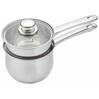 Immagine di KitchenCraft Induction Bain Marie/Double Boiler Porringer, Bagnomaria in Acciaio Inox Confezione Regalo, 16cm (6.3&#039;&#039;), Argento