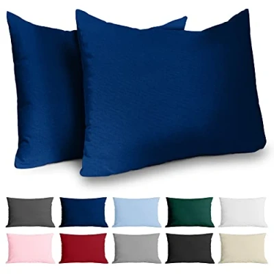 Immagine di Federe 30x50 Cotone Rinforzato (Set da 2) Blu Scuro Trama Fitta a 57 Fili/cm² Cuscini cm Cuscino Certificate Oeko Tex Dreamzie