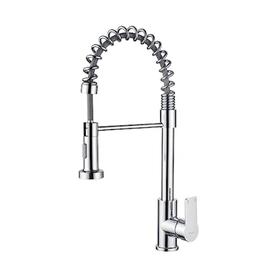 Immagine di Ibergrif M22103 Rubinetto Cucina Professionale con Doccetta Estraibile, Miscelatore Lavello, Corpo in Ottone, Cromo, Argento