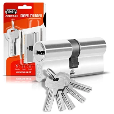Immagine di GERCAR Cilindro profilato per porta, serratura a cilindro, 45/45, doppio incluse 5 chiavi, singolo, lunghezza: 90 mm, A:45 B:45, set da 1 pezzo