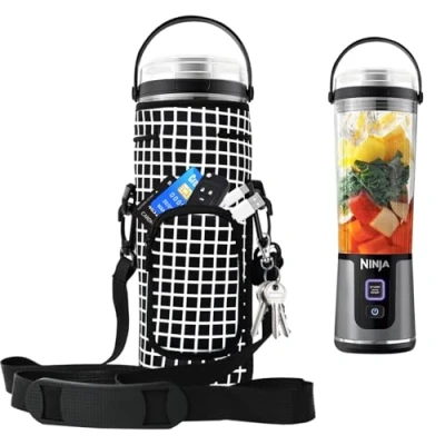 Immagine di Blender Custodia Portatile con tracolla per Ninja BC151EUBK/BC151EUNV/BC151EUCR/BC151EUEM/BC151EUPR/BC151EUWH Blast Frullatore Senza Fili 530ml (Nero A Quadri)