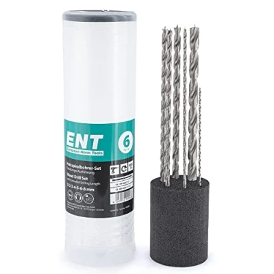 Immagine di ENT 09246 Set di 6 punte per legno Ø 2, 3, 4, 5, e 8 mm, extra lungo 150/200 NL 100 rettificate in HSS, duro tenero, adatte trapani a batteria