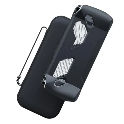 Immagine di Skull &amp; Co. GripCase Ally Bundle for ROG Ally: A Soft Protective Case with Textured Grips Full Protection and Stand, Shock Absorption Non Slip Anti Scratch Cover Design (with Carrying Case) Black