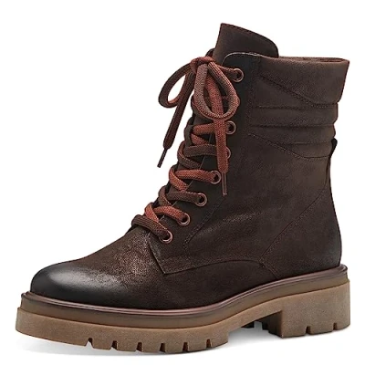 Immagine di MARCO TOZZI Stivaletti Donna con Lacci in Pelle Sintetica Zeppa, Cafe Nubuck, 38 EU