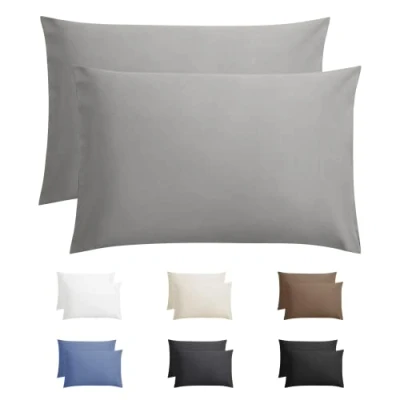Immagine di Sleeptime federa in 100% cotone, 60 x 70 cm, confezione da 2, apertura a portafoglio, colore: grigio
