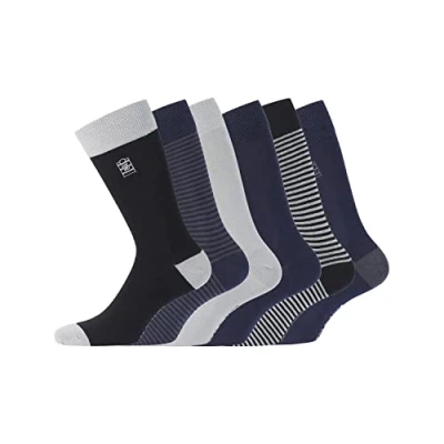 Immagine di SERGE BLANCO Calzini Uomo cotone pettinato, set di 6 Calze Lunghe, comodi e casual, Grigio, Taglie 39/42