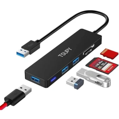 Immagine di TSUPY Hub USB 3.0, Adattatore con 3 3.0 e lettore di schede SD/TF Splitter Multipresa per MacBook Pro, Memory Stick Altri