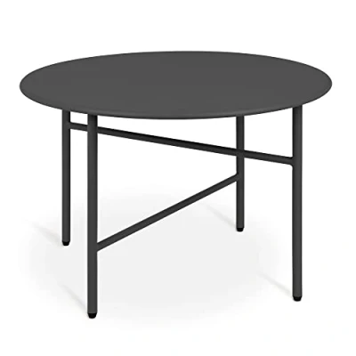 Immagine di bomoe Tavolino rotondo in metallo nero Ø 53 cm Piano del Tavolo resistente ai graffi da salotto stabile giardino leggero per interni ed esterni Comodino Camera letto Finn