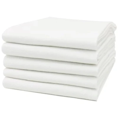 Immagine di ZOLLNER 5 Mussole in 80x80 cm cotone fasciatoio super assorbente morbido e riscaldante lavabile a 95C bianco naturale Certificato OEKO TEX (R)