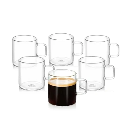 Immagine di Wilmax Bicchieri da tè e caffè con manico Set 6 100 ml per bevande calde fredde vin brulé succo acqua