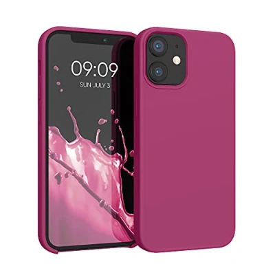 Immagine di kwmobile Cover per Apple iPhone 12 mini Custodia Back Case Smartphone in Silicone TPU Protezione Gommata rosa lampone