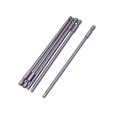 Immagine di Utoolmart 1/4 di pollice Hex Shank Magnetico H4 Cacciavite Bit 150mm Lunghezza S2 Acciaio Esagonale Chiave a brugola Punta da trapano Sabbia Blasting Power Tool per officina produzione 5pcs