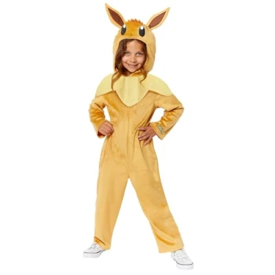 Immagine di amscan 9918511 Costume ufficiale Pokémon Eevee con cappuccio, unisex, per bambini, età: 3 4 anni
