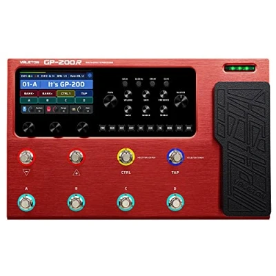 Immagine di Valeton Pedale per chitarra Processore multieffetto Guitar Bass Amp Modeling IR Cabinets Simulazione con FX Loop MIDI I/O di espressione Stereo OTG Interfaccia audio USB rosso GP 200R
