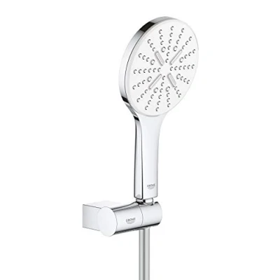 Immagine di Grohe Rainshower 130 SmartActive 26580000 Soffione Doccia a 3 Getti, Ecojoy Portata Limitata 9,5l/min, Set con Supporto, Cromo Rotondo, mm, di Pezzi