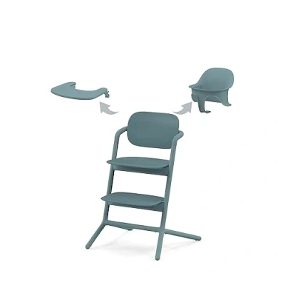 Immagine di CYBEX Gold LEMO Seggiolone 3 in1, per Crescere Insieme a Voi, 6 Mesi 99 Anni, Utilizzabile dalla Nascita con Sdraietta CYBEX, Include Sedile Bambini e Vassoio, Alluminio/Plastica, Stone Blue