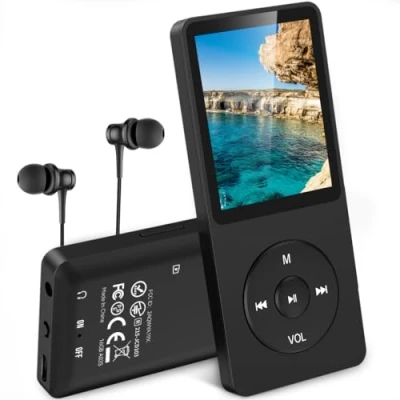 Immagine di AGPTEK Lettore MP3 16GB Portatile con Schermo 1,8 Pollici, Radio FM, Piccolo Musicale Running Sportivo, Supporto Massimo Memory Card TF 128GB, Nero