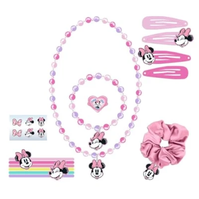Immagine di Set di bellezza per bambini Minnie Multicolore Include 6 elastici, 1 elastico in tessuto, 4 fermagli capelli, 2 collane, un anello e adesivi Prodotto originale progettato Spagna