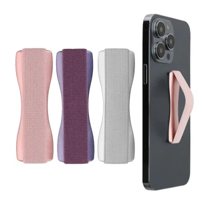 Immagine di kwmobile Supporto Dita Cellulare Set 3X Fasce Elastiche Sostegno Antiscivolo Antiurto Telefonino Universale Finger Holder Phone Mora/Oro Rosa/Argento