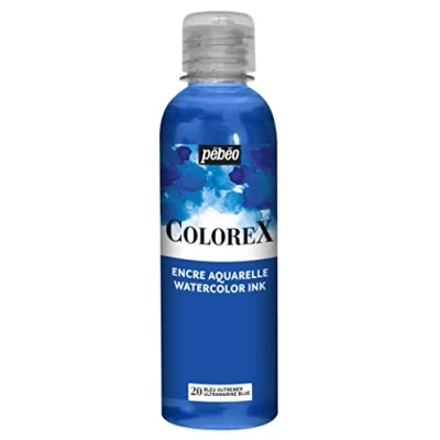 Immagine di Pébéo Inchiostro Colorex 250 ML Blu Oltremare Acquerello Rendering Velouté Disegno Multiutensile Tutti i supporti