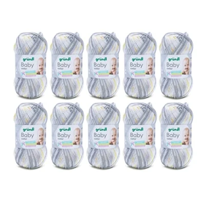 Immagine di Gründl Baby color (filato per maglieria e uncinetto nell’aspetto “lana, 70% poliacrilico 30% poliammide, 50 g / 150 m, spessore del ferro: 3,5 4,5, 10 x g), Blu multicolore