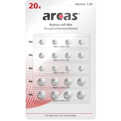 Immagine di Arcas 127 92000 Buttoncell assortment 20 pcs/pack