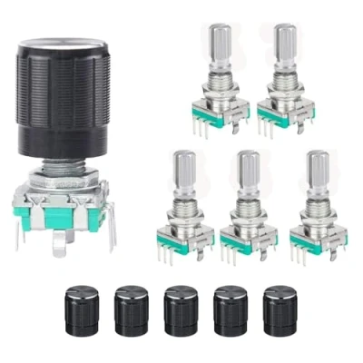 Immagine di MoK 5 Pezzi EC11 Potenziometro Digitale, Codificatore Rotativo a 360 Gradi, Gradi Encoder Rotante, per Elettronica Automobilistica, Audio Multimediale