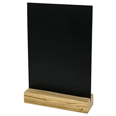 Immagine di HMF 46452 Lavagna da tavolo in acrilico con base legno Supporto a T DIN A5 Nero