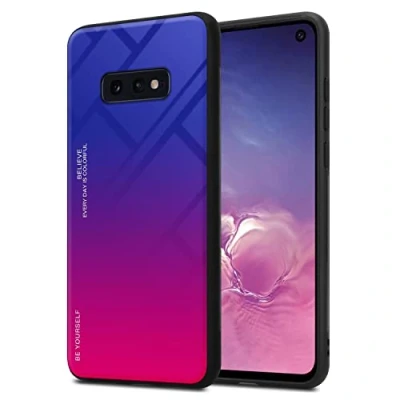 Immagine di Cadorabo Custodia compatibile con Samsung Galaxy S10e in VIOLA ROSSO Coperchio protettivo bicolore silicone TPU e retro vetro temperato