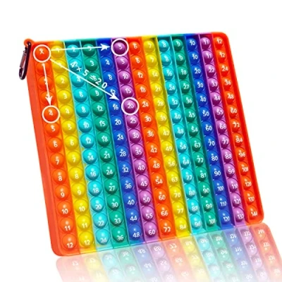 Immagine di KICOSOADT Pop It,Gioco da tavolo di moltiplicazione,Modello moltiplicazione della scuola elementare,Aiutare alcuni bambini a superare le difficoltà calcolo (12*12 Arcobaleno)