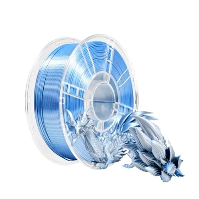 Immagine di iBOSS PLA+ filamento per stampante 3D, PLA Plus, 1,75 mm, in seta bicolore con coestrusione, stampa 1 kg (2,2 lbs), blu argento