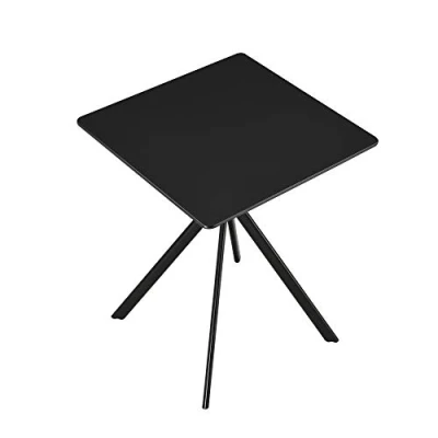 Immagine di [en.casa] Tavolo da Pranzo con Piano in MDF di Forma Quadrata e Gambe Design Metallo (LxLxA) 60 x 75 cm Posti per 2 Persone Nero