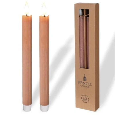 Immagine di COMFORDER Candele LED con Fiamma Tremolante in Vera Cera (Set da 2), a Pile Timer, Batteria (Malva)