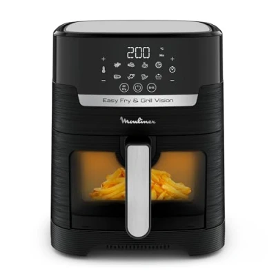 Immagine di Moulinex Friggitrice ad Aria, Griglia Elettrica, Easy Fry &amp; Grill Vision, 4.2 Litri, Fino a 6 Persone, Removibile, 8 Programmi di Cottura, Tecnologia e Extra Crisp,App per Ricette,EZ5068