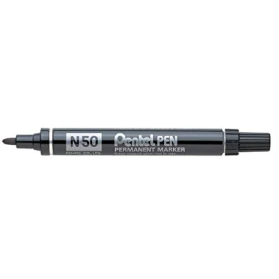 Immagine di Pentel Confezione da 3 pennarelli indelebili N50, colore nero, punta proiettile, tratto 1,5 a 2 mm. N50 A.