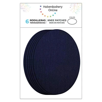 Immagine di Haberdashery Online Ginocchiere adesive per bambini. 6 toppe termoadesive da stirare su pantaloni, giacche e cappotti. Gomitiere resistenti a lavatrice asciugatrice. 10,5 x 8 cm
