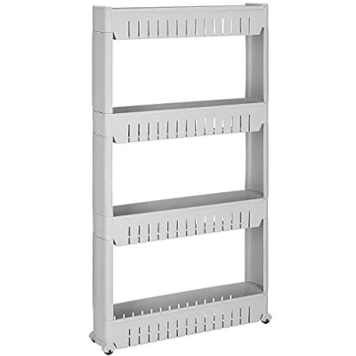 Immagine di SPRINGOS mensola bagno con ruote 4 ripiani cucina servizio multiuso Dimensioni: 101,5 x 54 12,5 cm