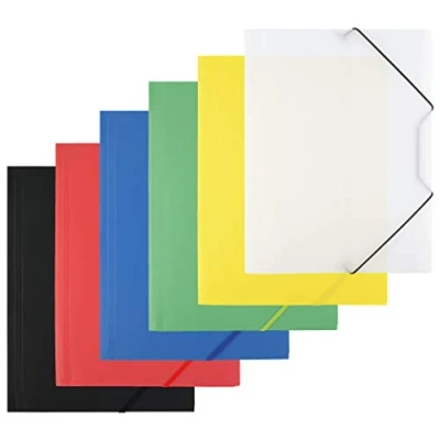 Immagine di D.RECT Cartellina con Elastico Angolare (1 Pezzo per Colore 6x1) Schienale in Plastica/PP Fascia Elastica Manicotto Plastica DIN A4