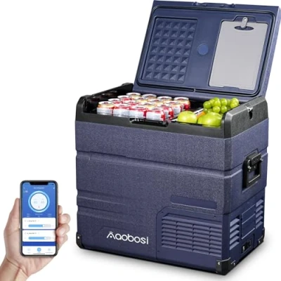 Immagine di AAOBOSI compressore Frigo Portatile 54 L, Per Auto Doppia Zona, Frigorifero da Viaggio con WiFi, 20 ℃ a ℃, 12/24 V DC e 100/240 AC,Per Auto, Camion, Camper, Barca Presa Di Corrente