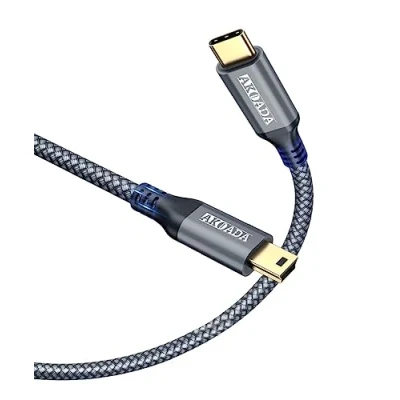 Immagine di AkoaDa cavo USB tipo C 3.1 a mini 2.0, dati di ricarica compatibile con MacBook 12 pollici, Google Pixel e altri dispositivi connettori C, (grigio)