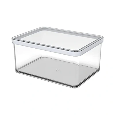 Immagine di Rotho Loft Scatola Rettangolare con Coperchio e Guarnizione, Plastica (SAN) senza BPA, Trasparente/Bianco, 2.25 L, 20.0 x 15.0 9.6 cm
